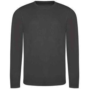 AWDis Cool Mens Moisture Wicking Long-Sleeved T-Shirt / Charcoal